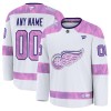Mænd NHL Detroit Red Wings Trøje Tilpasset 2024-25 Fanatics Hockey Fights Cancer Practice Hvid